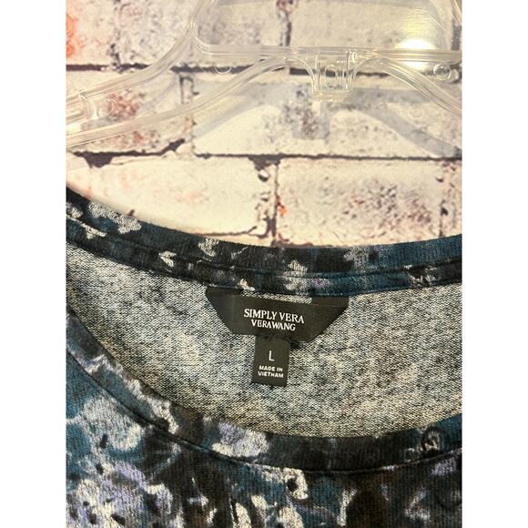 Simply Vera Vera Wang purple blue floral thin sweater top blouse women's large - Picture 4 of 5